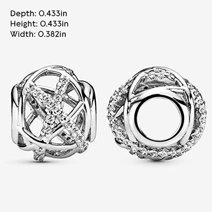PANDORA Moments Funkelnde Linien Offen gearbeiteter Charm Sterling Silber, Cubic Zirkonia 791388CZ