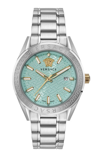 Versace Herrenuhr V-Code Hellblau Edelstahl 42 mm VE6A00825