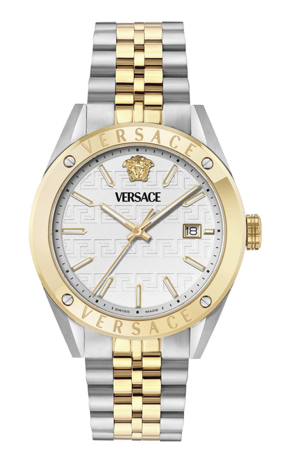 Versace Uhr Herren Athletics Gent Edelstahl Bicolor Weißes Zifferblatt 41 mm VEKHA0625