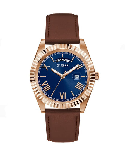 Guess Herren Armbanduhr Umweltfreundlich Connoisseur braun, rosegold 42 mm GW0353G2