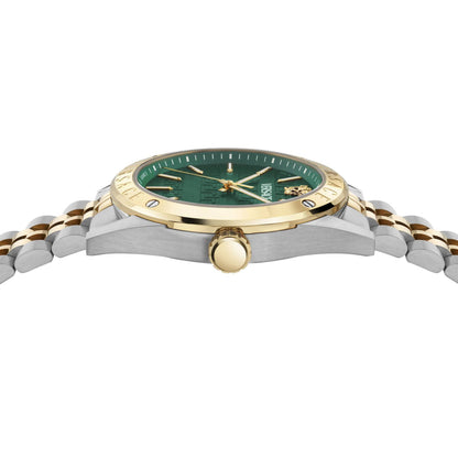 Versace Herren Armbanduhr Athletics Gents Silber, Gold, Grün 41 mm VEKHA0525