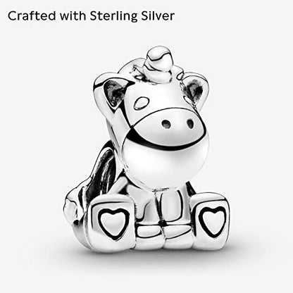 PANDORA Friends Bruno the Unicorn Charm Sterling Silber 12,2 x 13,8 x 10,5 mm (T/H/B)