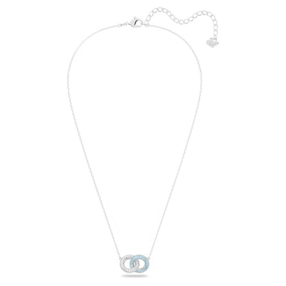 Swarovski Damen Halskette Stone Pavé, Verflochtene Ringe, Blau, Rhodiniert 5642883