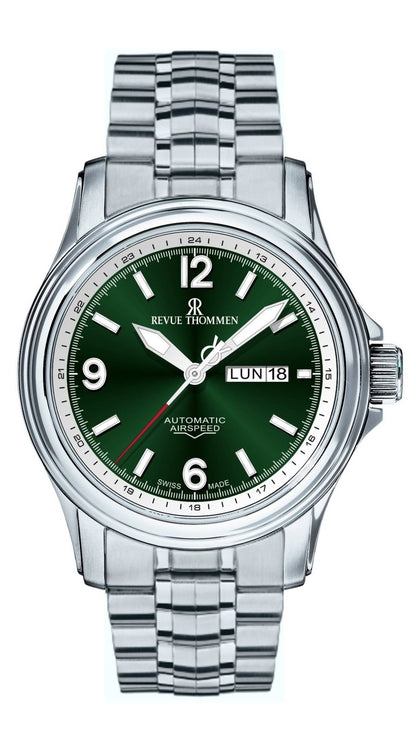 Revue Thommen Armbanduhr Herren Automatikuhr 16040.2434 Grün/Silber
