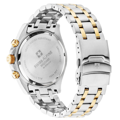 Swiss Alpine Military Herren Chronograph Sierra Grün Edelstahl Armbanduhr 7034.9144