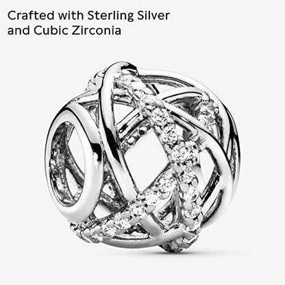 PANDORA Moments Funkelnde Linien Offen gearbeiteter Charm Sterling Silber, Cubic Zirkonia 791388CZ