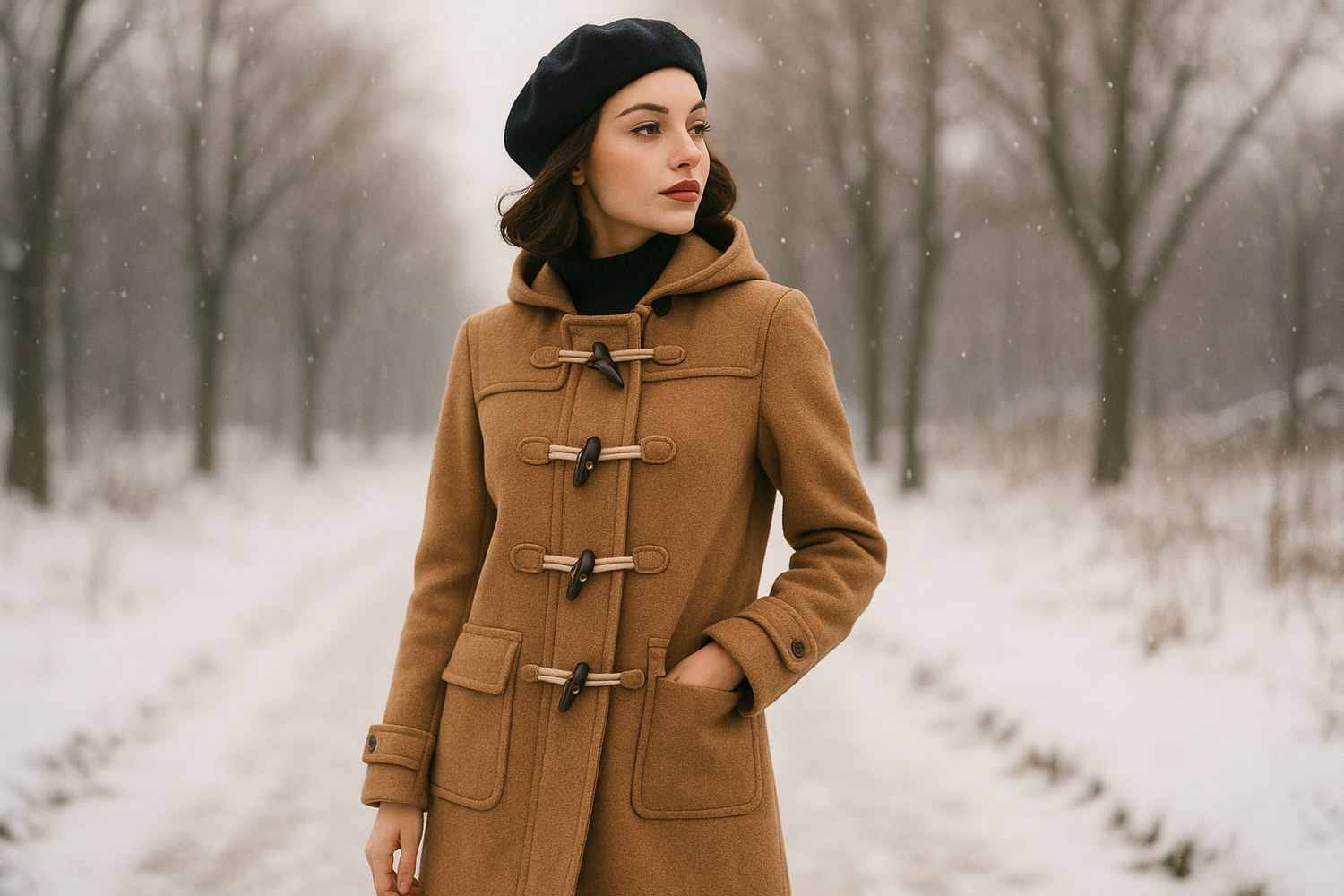 women with duffle coat winter